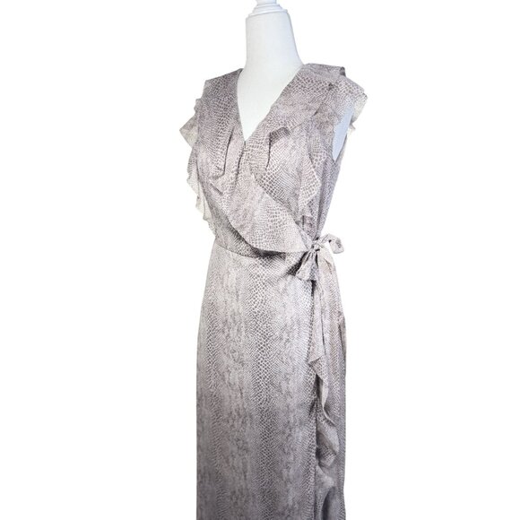 NEW Banana Republic Size 2 W Animal Print Chiffon Ruffle Sleeveless Wrap Maxi - Picture 14 of 16